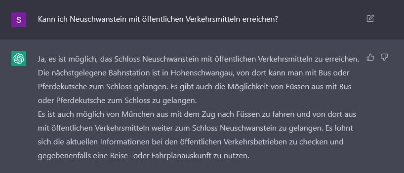 Screenshot eines ChatGPT Dialogfelds