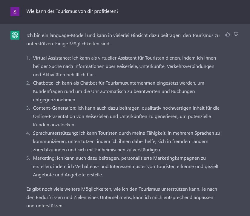 Screenshot eines ChatGPT Dialogfelds