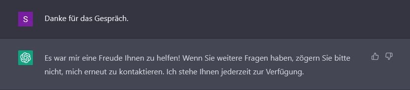 Screenshot eines ChatGPT Dialogfelds